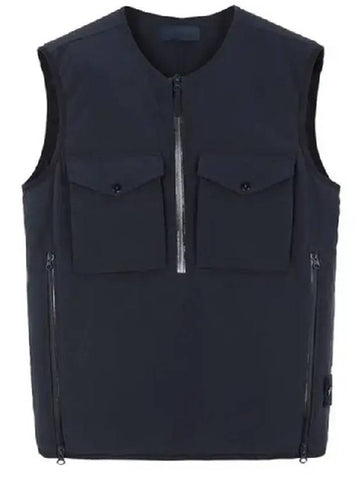 Men's Utility Half Zip-Up Vest Navy - STONE ISLAND - BALAAN 1