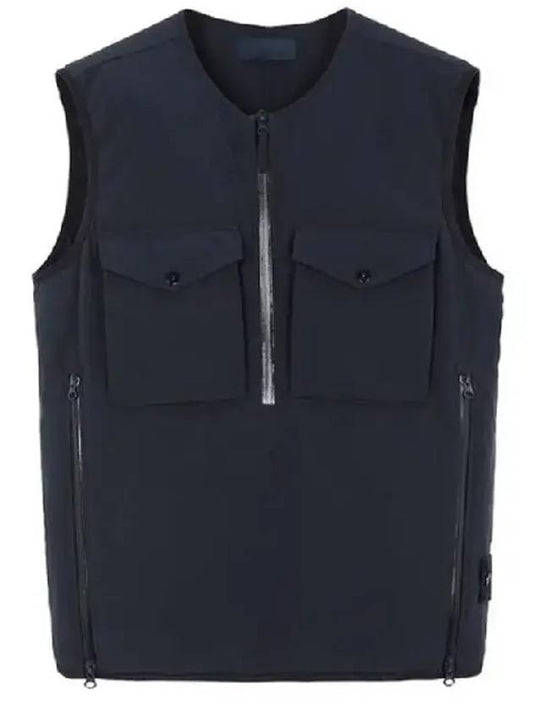 Men's Utility Half Zip-Up Vest Navy - STONE ISLAND - BALAAN.