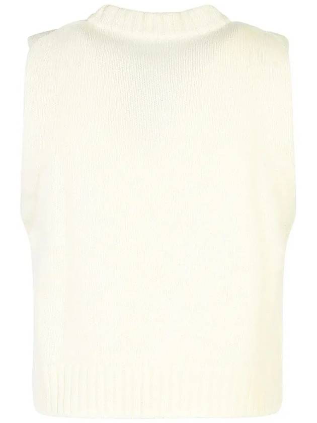 Graphic Wool Mix Vest Knit Top Egret - GANNI - BALAAN 4