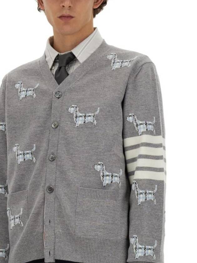 Hector Motif 4 Bar Cardigan Grey - THOM BROWNE - BALAAN 5