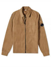 Lens Wappen Gabardine Shirt Zip-up Jacket Brown - CP COMPANY - BALAAN 2