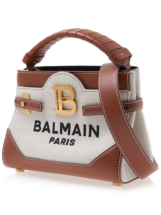 B-Buzz Canvas Leather Top Handle Tote Bag Brown - BALMAIN - BALAAN 3