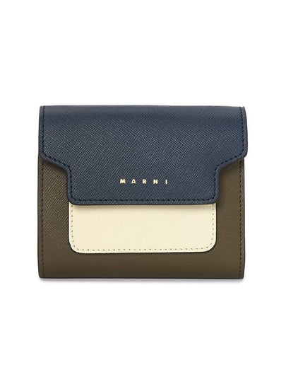 Saffiano Tri-Fold Half Wallet Navy - MARNI - BALAAN 2