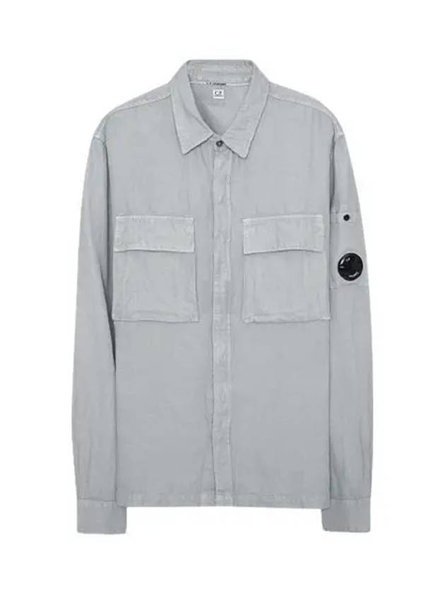 Broken Cotton Linen Lens Button Long-Sleeve Shirt Grey - CP COMPANY - BALAAN 2