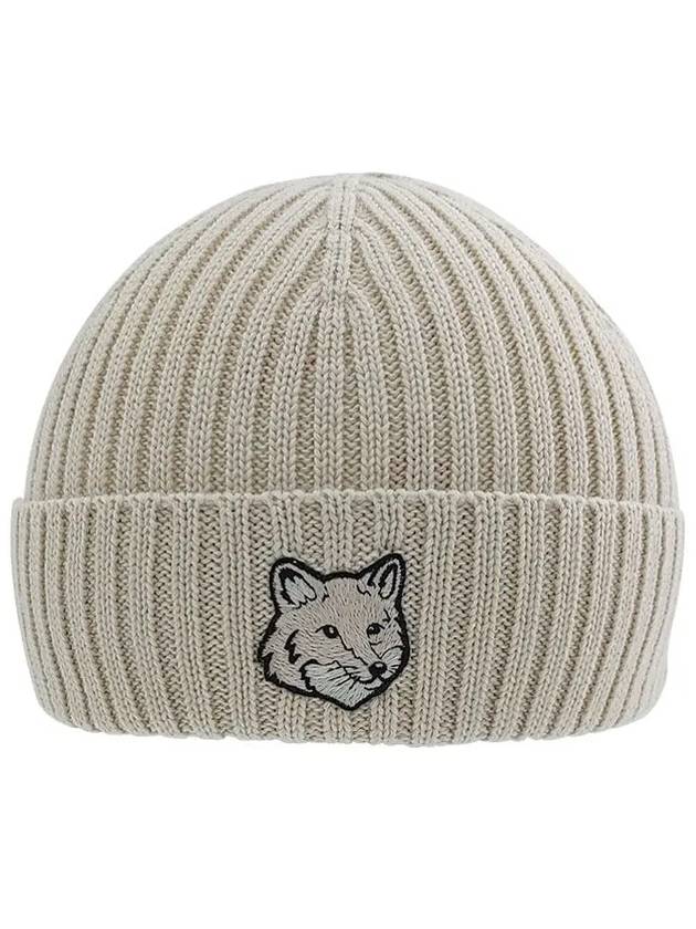 Wool Fox Head Beanie Light Beige - MAISON KITSUNE - BALAAN 2