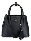 Women s Triangle Logo Double Saffiano Mini Tote Bag Black 1BG443 XOO 2A4A F0002 - PRADA - BALAAN 1