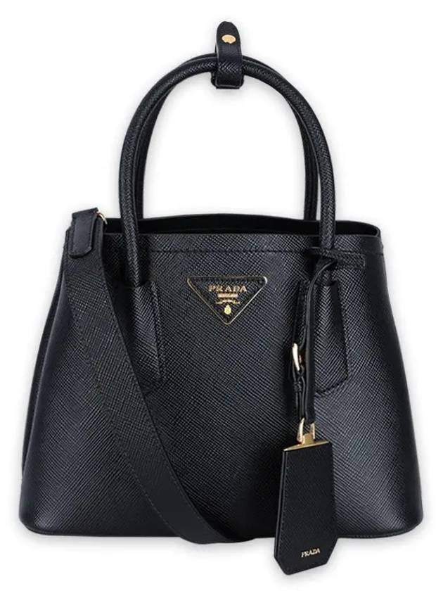 Women s Triangle Logo Double Saffiano Mini Tote Bag Black 1BG443 XOO 2A4A F0002 - PRADA - BALAAN 2