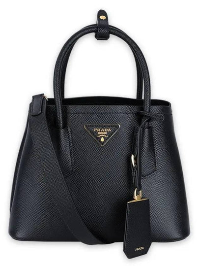 Women s Triangular Logo Double Saffiano Mini Tote Bag Black 1BG443 XOO 2A4A F0002 - PRADA - BALAAN 2