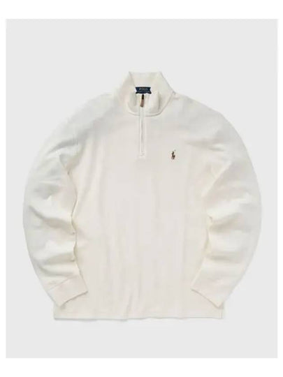 Embroidered Pony Logo Half Zip Up Knit Top White - POLO RALPH LAUREN - BALAAN 2