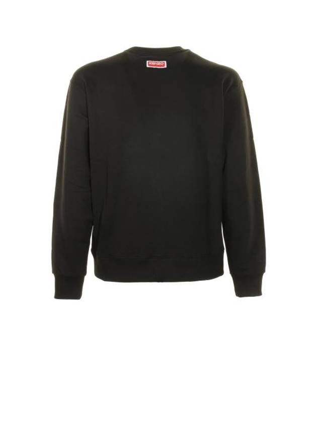 Logo Patch Crew Neck Sweatshirt Black - KENZO - BALAAN 3