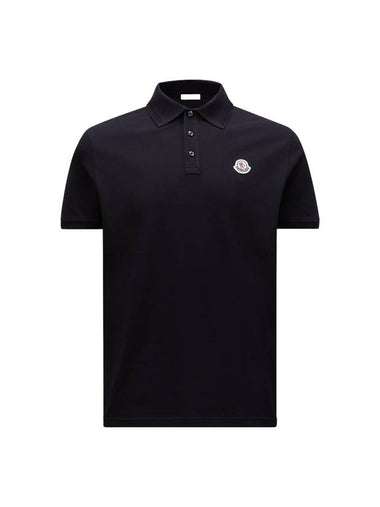 Logo Patch Short Sleeve Polo Shirt Navy - MONCLER - BALAAN 1