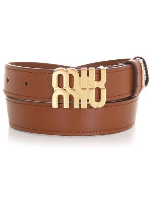 Logo Buckle Leather Belt Tobacco - MIU MIU - BALAAN 2