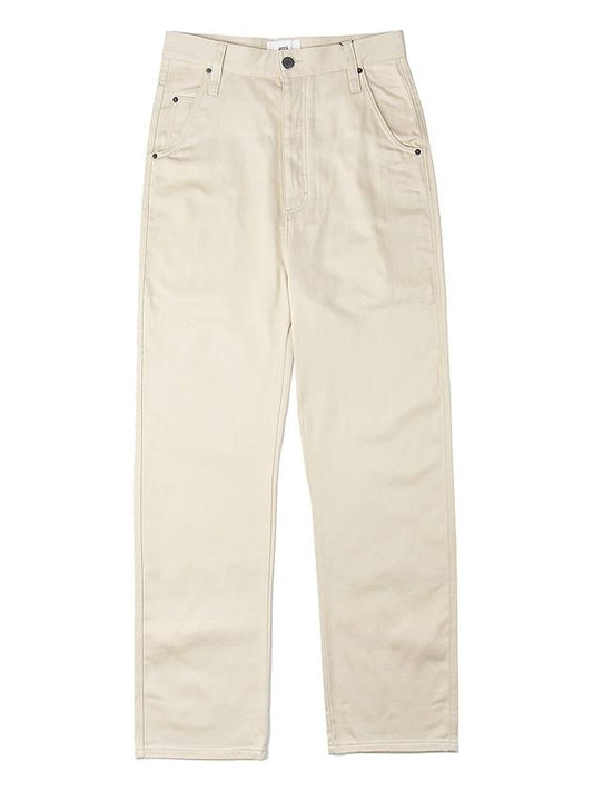 Regular Cotton Denim Wide Jeans Vanille - AMI - BALAAN 2