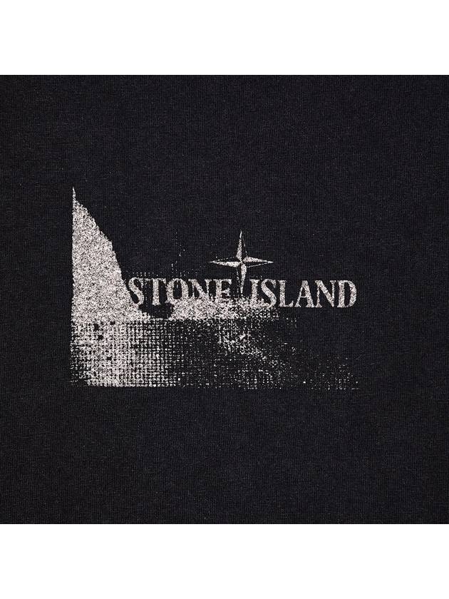 Logo Print Short Sleeve T-Shirt Black - STONE ISLAND - BALAAN 5