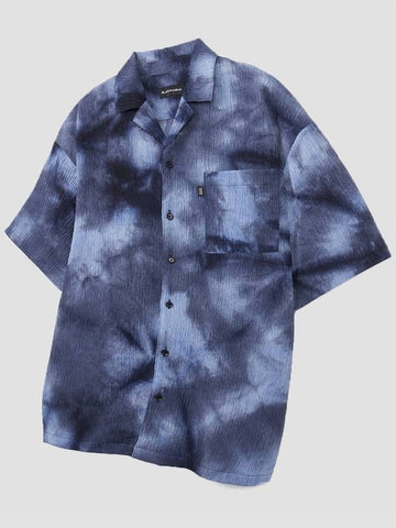 Beta open collar short sleeve shirt blue - BLACKMAMBA - BALAAN 1