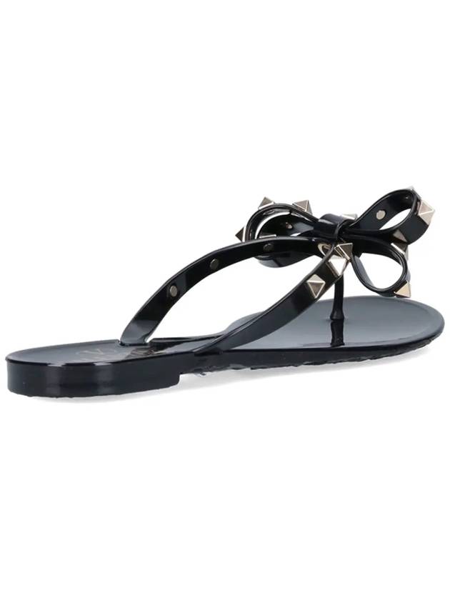 Rubber Rockstud Flip Flops Black - VALENTINO - BALAAN 5