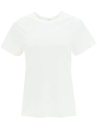 Embroidered Logo Cotton Short Sleeve T-Shirt White - TOTEME - BALAAN 2