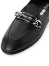 Logo Chain Metal Leather Loafers Black - MIU MIU - BALAAN 9