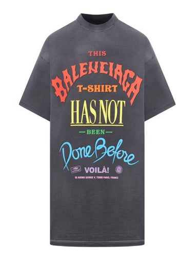 Slogan Print Oversized Short Sleeve T-Shirt Black - BALENCIAGA - BALAAN 1