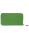 Women's Silk Zipper Long Wallet Green H085270CK AA - HERMES - BALAAN 1