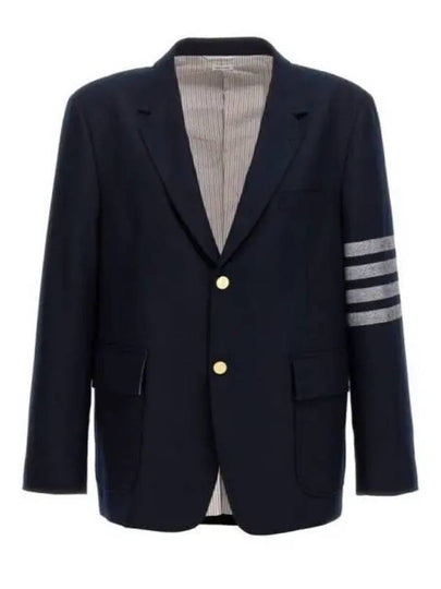 4 Bar Stripe Single Breasted Wool Jacket Navy - THOM BROWNE - BALAAN 2