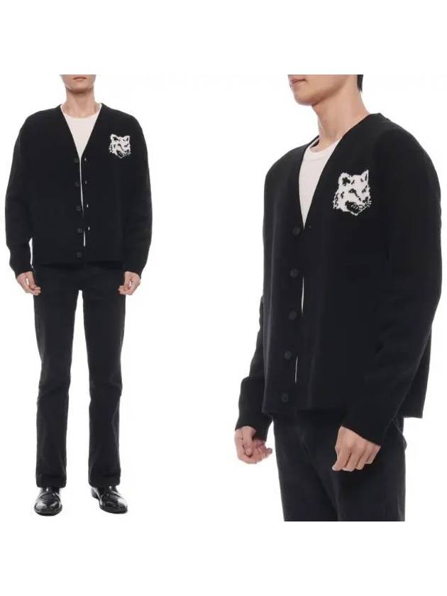 Fox Head Intarsia Comfort Cardigan Black - MAISON KITSUNE - BALAAN 2