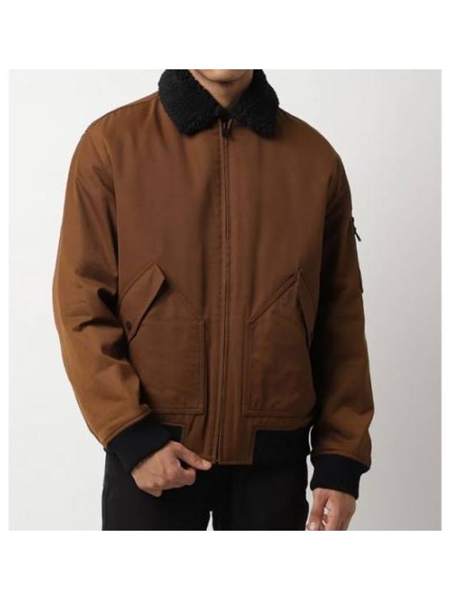 Teddy Collar Water Repellent Padded Bomber Jacket Brown - HUGO BOSS - BALAAN 2