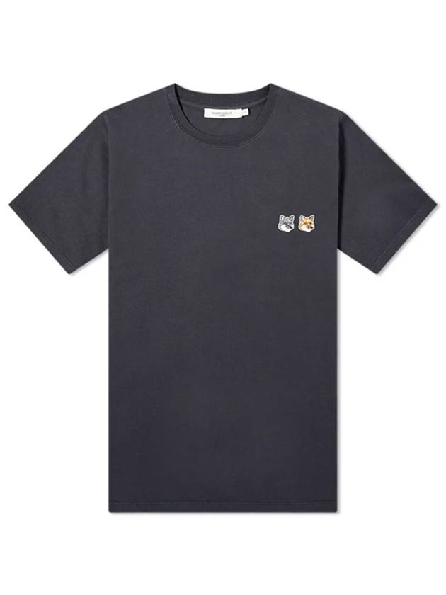 Double Fox Head Patch Classic Short Sleeve T-Shirt Anthracite - MAISON KITSUNE - BALAAN 2