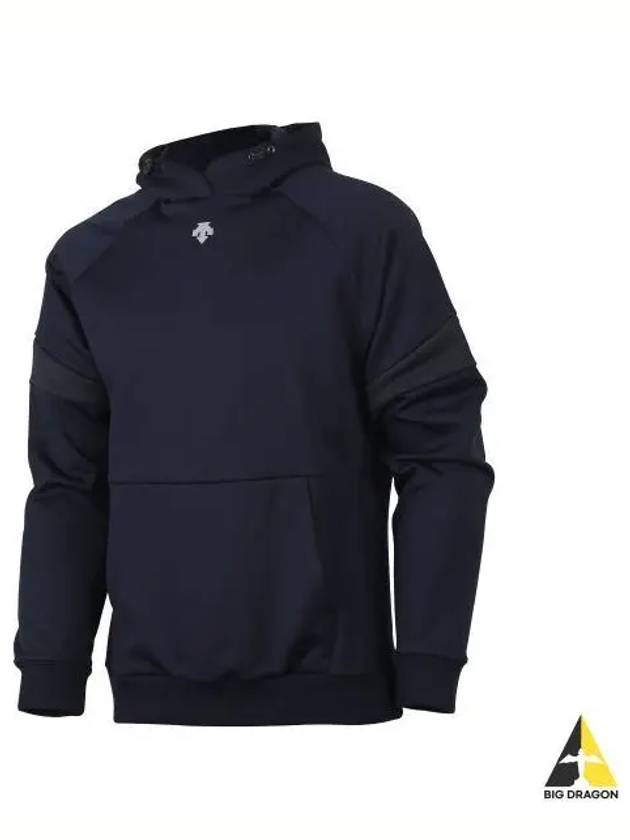 BASEBALL SN321ZHD81 NVY0 Logo Hooded Sweatshirt Navy - DESCENTE - BALAAN 1