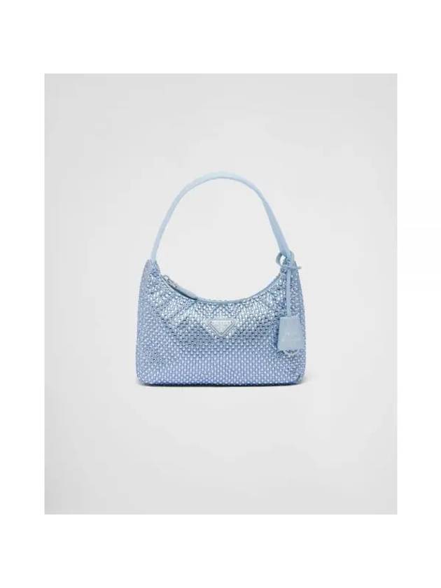 Crystal Satin Mini Bag Blue - PRADA - BALAAN 1