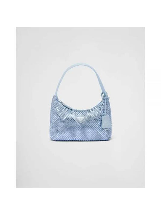 Crystal Satin Mini Bag Blue - PRADA - BALAAN 1