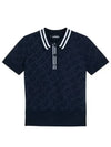 Women's Golf Aria Collar Monogram Knit Short Sleeve PK Shirt Navy - J.LINDEBERG - BALAAN 2