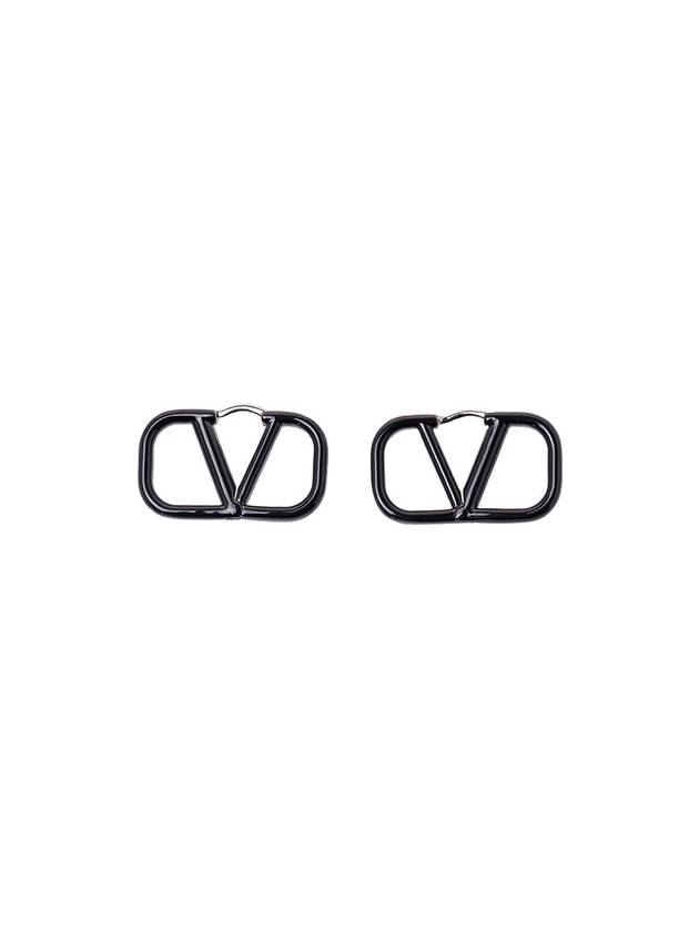 V Logo Signature Earrings Black - VALENTINO - BALAAN 2