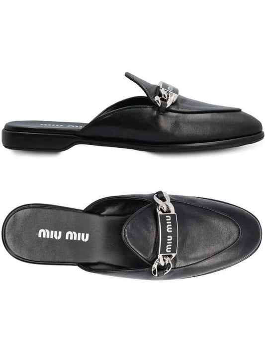 Logo Leather Bloafers Black - MIU MIU - BALAAN 2