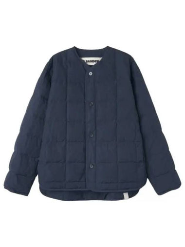 Quilted Button Jacket Blue Jumper - JIL SANDER - BALAAN 1