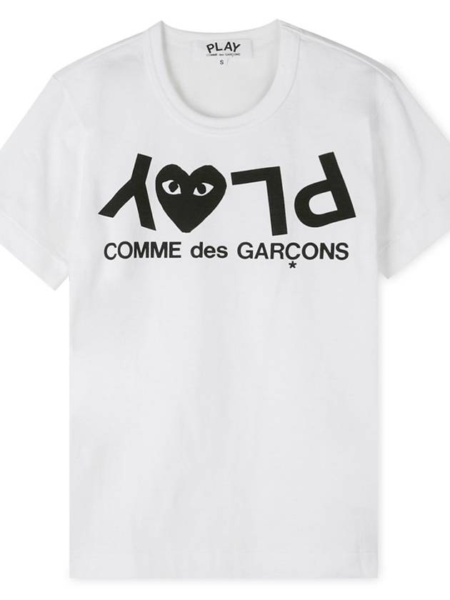 Women s reverse logo white short sleeve t shirt AZ T067 051 1 - COMME DES GARCONS - BALAAN 3