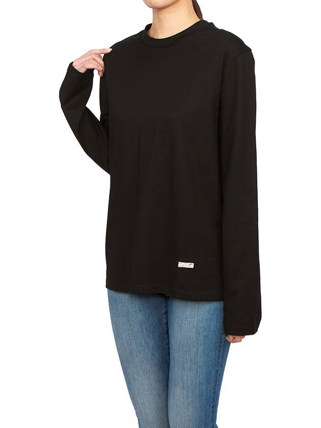 Logo Plaque Cotton Long Sleeve T-shirt Black - JIL SANDER - BALAAN 6