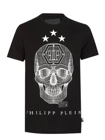 Men's Star Skull Print Short Sleeve T-Shirt Black - PHILIPP PLEIN - BALAAN 1