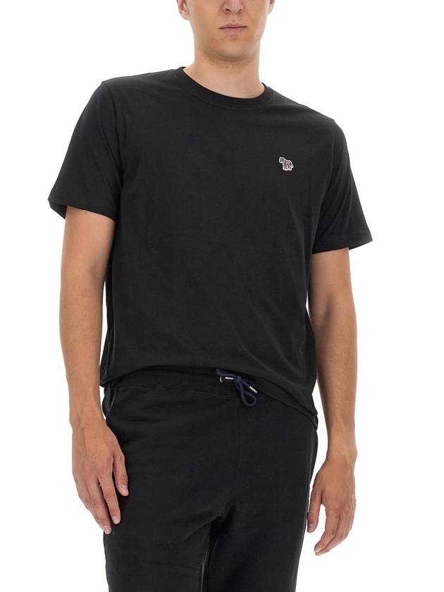 Zebra Logo Crew Neck Cotton Short Sleeve T-Shirt Black - PAUL SMITH - BALAAN 5