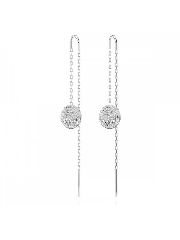 Sublima Crystal Drop Chain Earrings Silver - SWAROVSKI - BALAAN 1