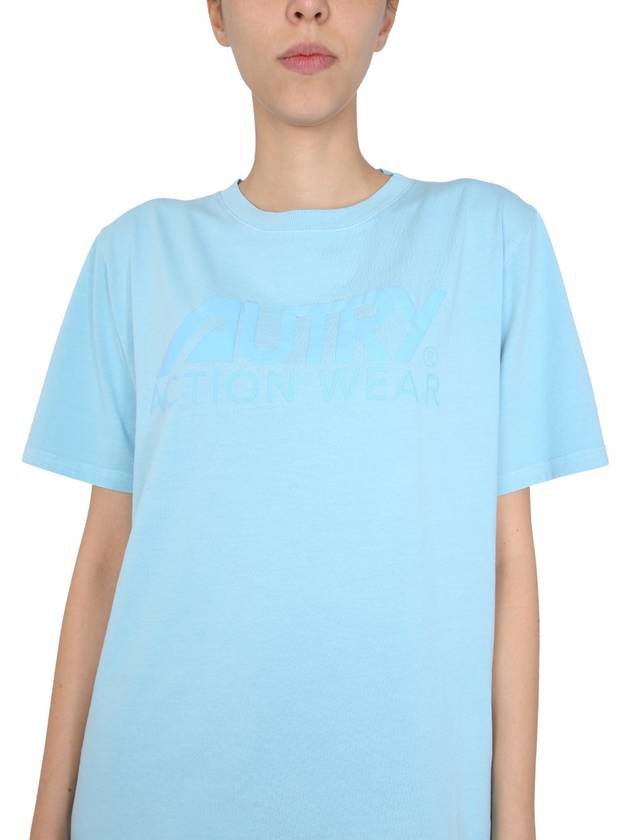 Logo SUNBURNT Crew Neck Short Sleeve T-Shirt Blue - AUTRY - BALAAN 9