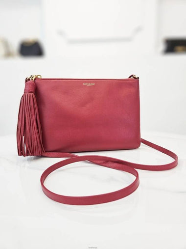 Calfskin Monogram Tassel Cross Bag Red 412674 - SAINT LAURENT - BALAAN 1