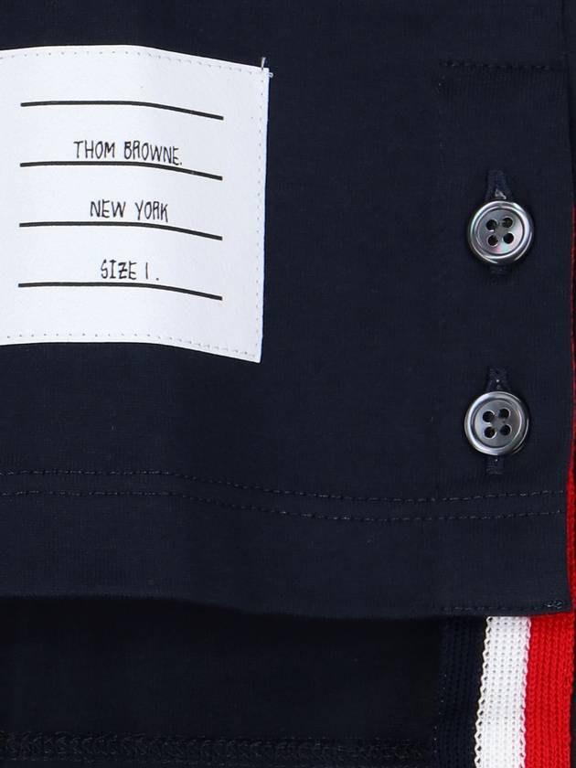 Men's Medium Weight Jersey Tipped Pocket Crewneck Short Short Sleeve T-Shirt Navy - THOM BROWNE - BALAAN 6