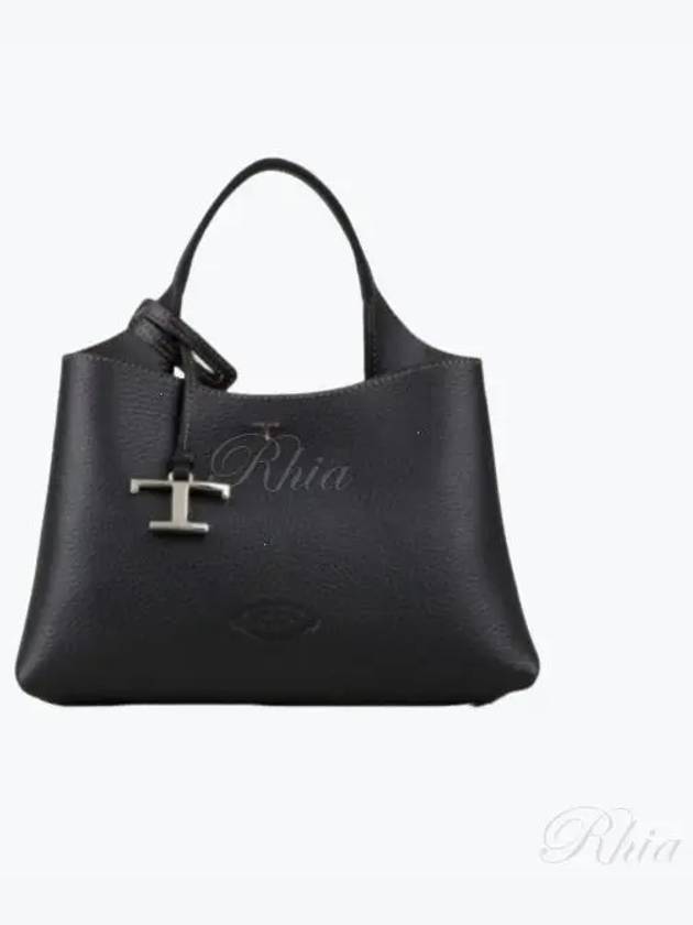 Logo Charm Leather Micro Tote Bag Black - TOD'S - BALAAN 2