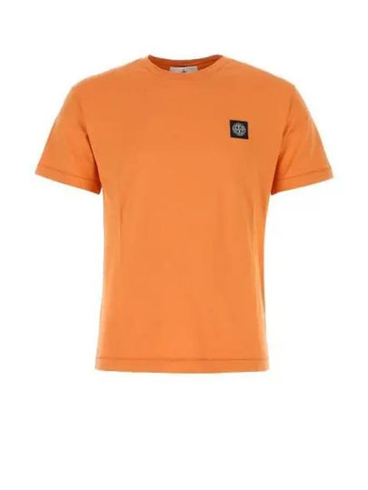 Logo Patch Cotton Short Sleeve T-Shirt Orange - STONE ISLAND - BALAAN 2