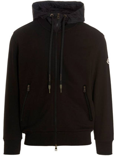 Logo Patch Hooded Zip Up Black - MONCLER - BALAAN 2