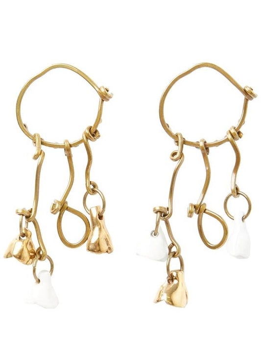 Gold Lily White Ceramic Earrings - MARNI - BALAAN 1