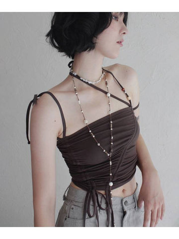 Shirring Strap Tube Top BROWN Women s Sleeveless - RUBATI - BALAAN 1