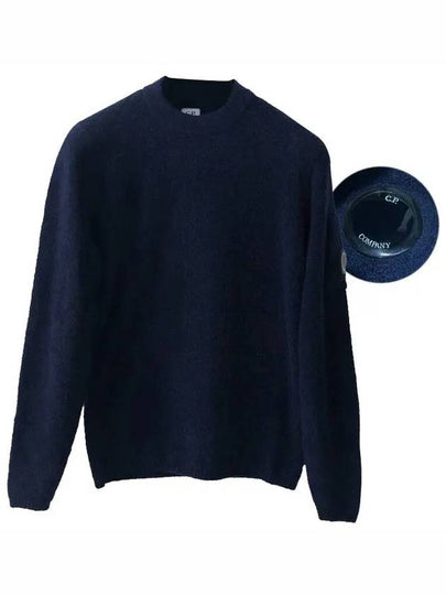Stretch Alpaca Wool Lens Crew Neck Knit Top Navy - CP COMPANY - BALAAN 2