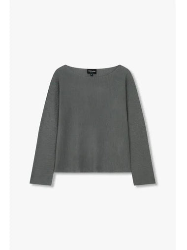 Women s ribbed crop boat neck knit charcoal - GIORGIO ARMANI - BALAAN 1